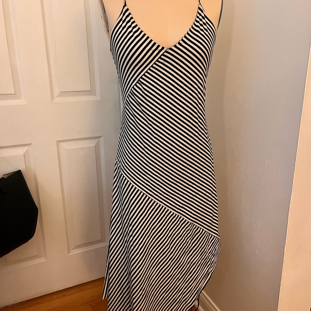 M2057 By Maria Pinto Black and White Striped Dress